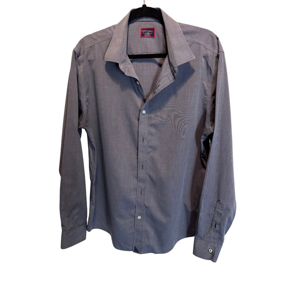 UNTUCKit Men’s XL Slim Fit Wrinkle Free Long Sleeve Button Down Shirt Gray Micro